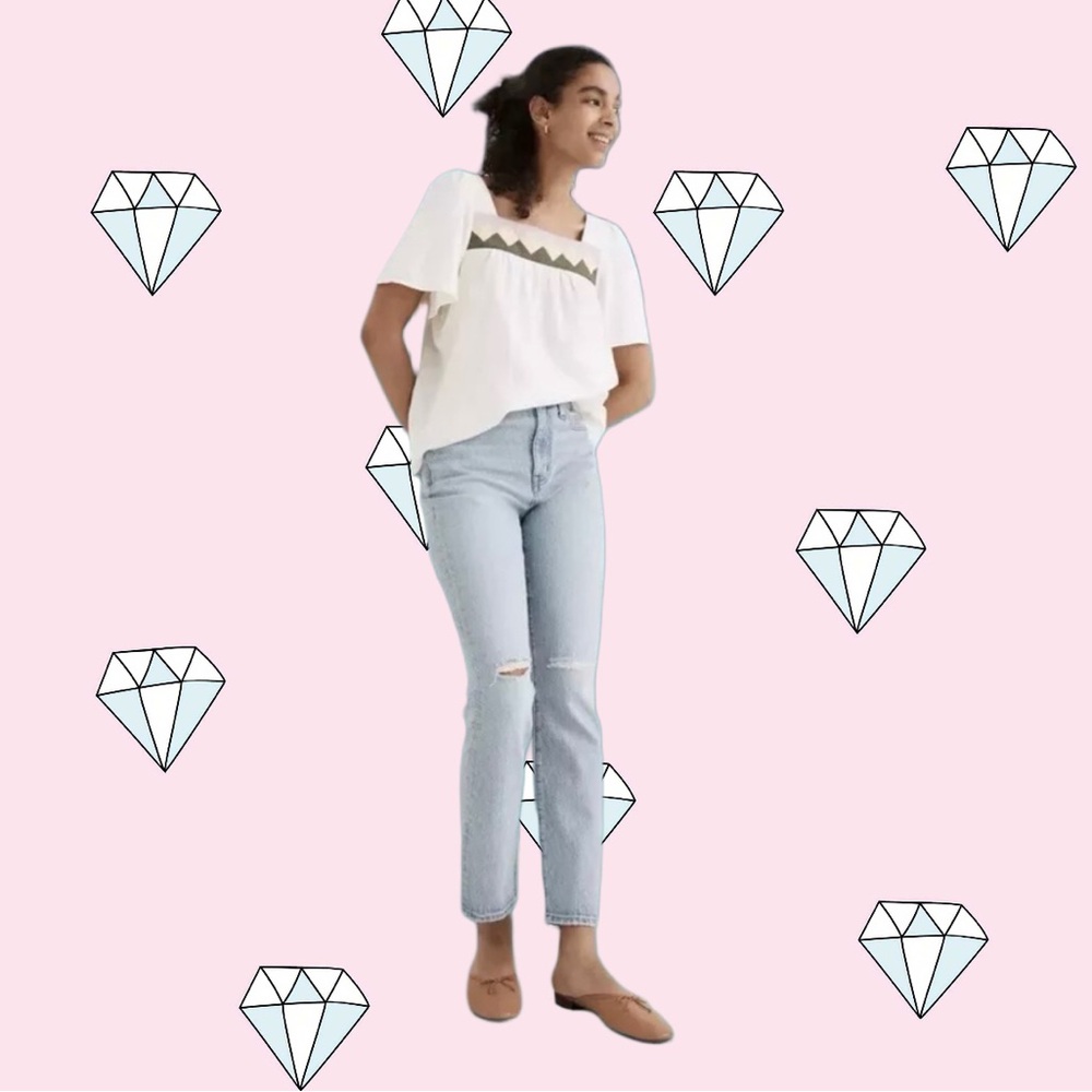 Madewell NWT The High-Rise Slim Crop Boyjean In Dumas Wash: Ripped Edition Sz 25